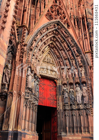 Portal of Strasbourg Cathedral or the Cathedral of Our Lady of Strasbourg in Strasbourg, France 111668431