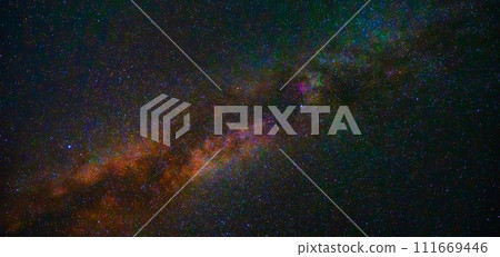 Night starry sky with bright star, milky way and galaxies 111669446