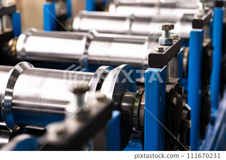 Worker at factory measures works metal production industrial 111670231