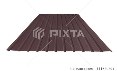Roof wave ripple profile metal sheet colored wooden texture isolated on white background Roof wave ripple profile metal sheet colored wooden texture isolated on white background 111670294