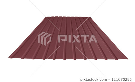 Roof wave ripple profile metal sheet colored wooden texture isolated on white background Roof wave ripple profile metal sheet colored wooden texture isolated on white background 111670295