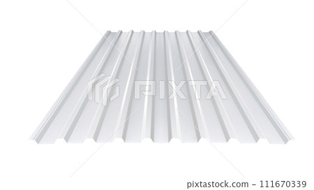 Roof wave ripple profile metal sheet colored wooden texture isolated on white background Roof wave ripple profile metal sheet colored wooden texture isolated on white background 111670339