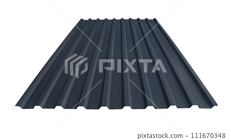 Roof wave ripple profile metal sheet colored wooden texture isolated on white background Roof wave ripple profile metal sheet colored wooden texture isolated on white background 111670348