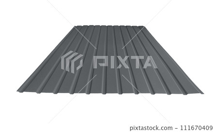 Roof wave ripple profile metal sheet colored wooden texture isolated on white background Roof wave ripple profile metal sheet colored wooden texture isolated on white background 111670409