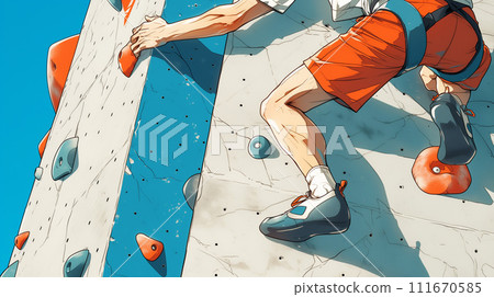 進行運動攀岩的人的手和腳的特寫 111670585