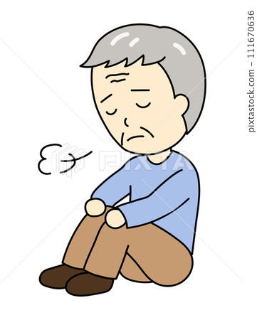 一位患有憂鬱症的老人坐在體育館裡嘆息 111670636