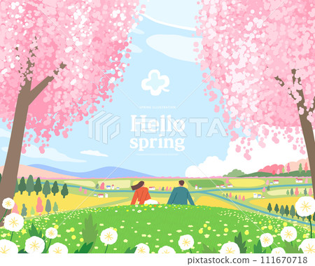 Spring template with beautiful flower. Vector illustration 111670718