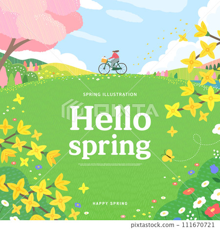 Spring template with beautiful flower. Vector illustration 111670721
