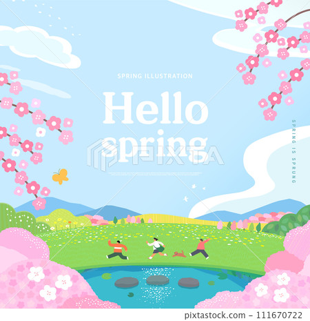 Spring template with beautiful flower. Vector illustration 111670722