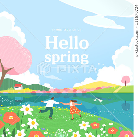 Spring template with beautiful flower. Vector illustration 111670724