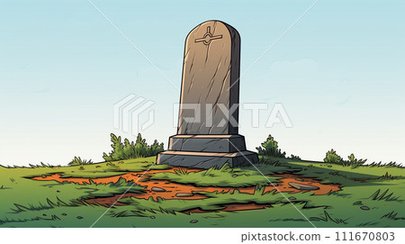 Tombstone: A slightly old gravestone that is left out in the open. 111670803