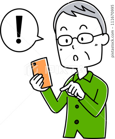 Pose of an elderly man holding a smartphone 1 Pose of an elderly man holding a smartphone 1 111670995