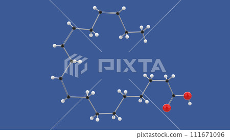 Alpha-linolenic acid 3D molecule structure illustration 111671096