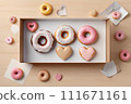 Donut in the shape of a heart. Valentine's Day Gift Concept. 111671161