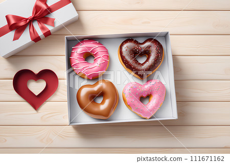 Donut in the shape of a heart. Valentine's Day Gift Concept. Donut in the shape of a heart. Valentine's Day Gift Concept. 111671162