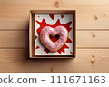Donut in the shape of a heart. Valentine's Day Gift Concept. 111671163