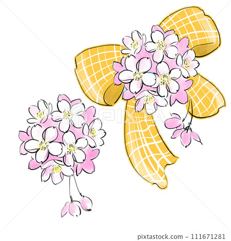 Hand drawn illustration of cherry blossom corsage 111671281