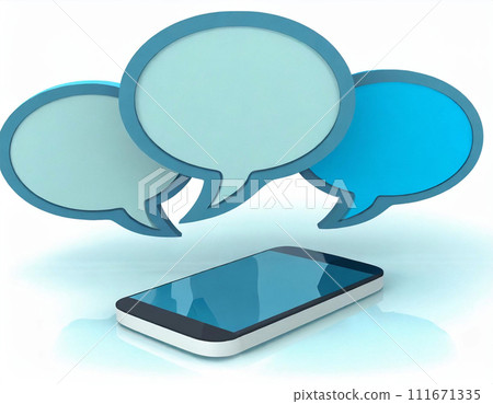 Speech bubbles from smartphones_Internet opinions (AI-generated materials) 111671335