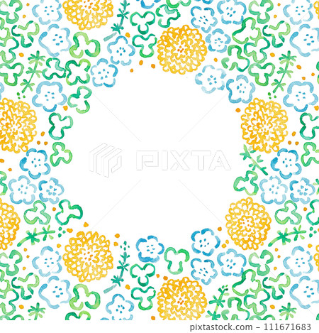Hand-painted watercolor illustration spring flower pattern frame material Hand-painted watercolor illustration spring flower pattern frame material 111671683