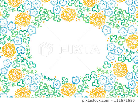 Hand-painted watercolor illustration spring flower pattern frame material Hand-painted watercolor illustration spring flower pattern frame material 111671686