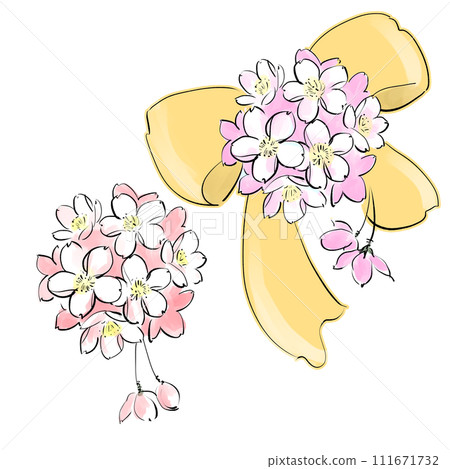 Hand drawn illustration of cherry blossom corsage Hand drawn illustration of cherry blossom corsage 111671732