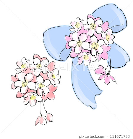 Hand drawn illustration of cherry blossom corsage Hand drawn illustration of cherry blossom corsage 111671733