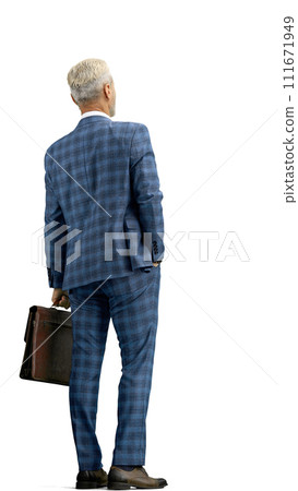 A man, full-length, on a white background, with a briefcase A man, full-length, on a white background, with a briefcase 111671949