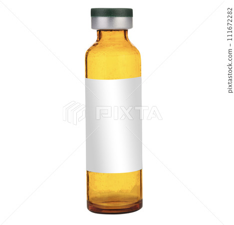 Amber Glass Medicine Bottle with Green Cap 111672282