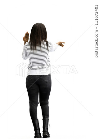 A woman, on a white background, in full height 111672403