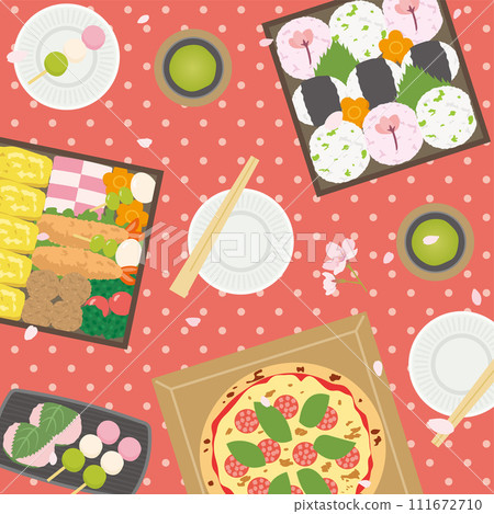 Cherry blossom viewing scene, cherry blossom viewing lunch box 111672710