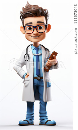 3D Doctor Cartoon Character Expert Medical Professional, Generative Ai 111673048