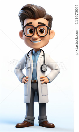 3D Doctor Cartoon Character Expert Medical Professional, Generative Ai 111673065