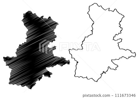 Grieskirchen district (Republic of Austria or osterreich, Upper Austria or Oberosterreich state) map vector illustration, scribble sketch Bezirk Grieskirchen map 111673346