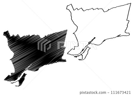 Wageningen municipality (Kingdom of the Netherlands, Holland, Gelderland or Guelders province) map vector illustration, scribble sketch Wageningen map 111673421