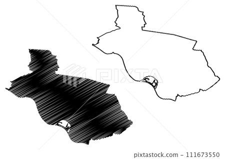 Wijchen city and municipality (Kingdom of the Netherlands, Holland, Gelderland or Guelders province) map vector illustration, scribble sketch Wijchen map 111673550