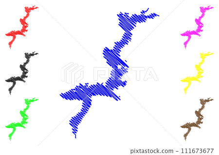 Lake Lough Derg (Republic of Ireland) map vector illustration, scribble sketch Lough Dergart or Loch Deirgeirt map Lake Lough Derg (Republic of Ireland) map vector illustration, scribble sketch Lough Dergart or Loch Deirgeirt map 111673677