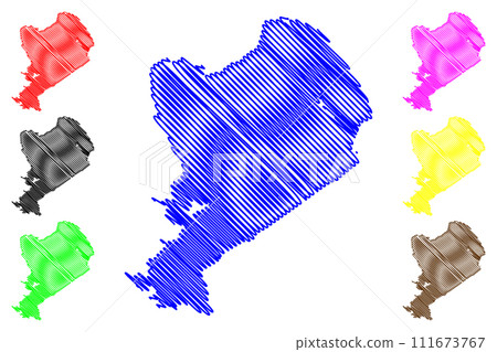 Markermeer lake (Kingdom of the Netherlands) map vector illustration, scribble sketch Markermeer map 111673767