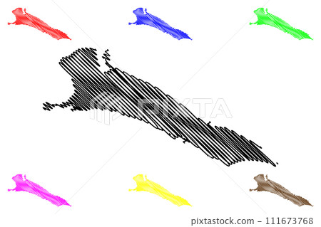 Mingachevir reservoir (Republic of Azerbaijan, Kura River) map vector illustration, scribble sketch Mingachevir map 111673768