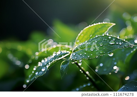 Leaves with waterdrops Leaves with waterdrops 111674278