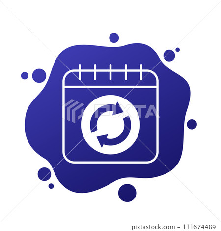 daily refresh icon with a calendar, vector daily refresh icon with a calendar, vector 111674489