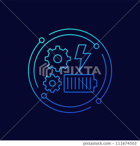 power management icon, linear design 111674503