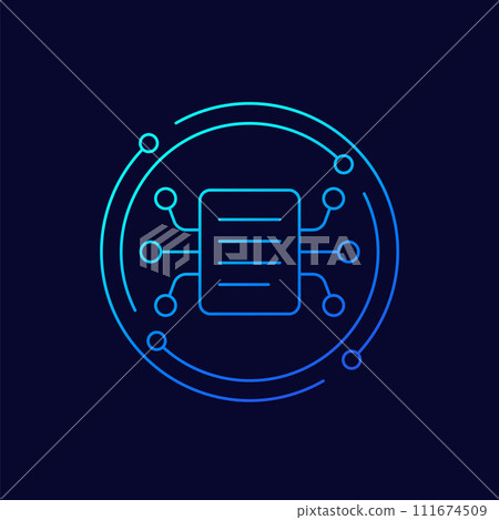 compiling data icon, linear design 111674509