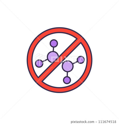Chemical free icon with a molecule, vector 111674518