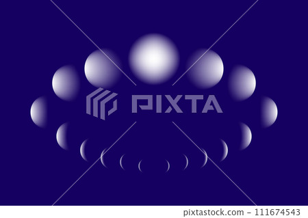 Movements of the Moon Phases circle, calendar astronomy vector chart, lunar wheel  isolated on blue background 111674543