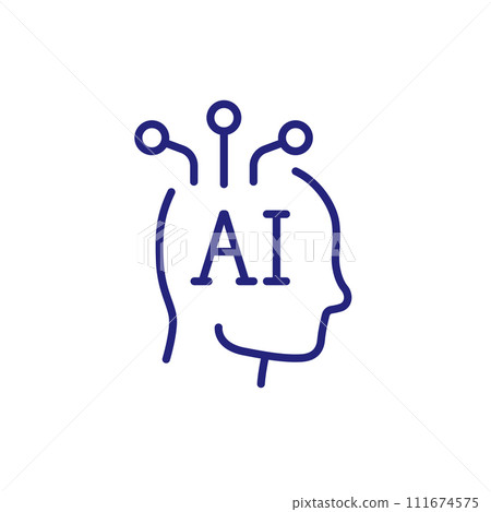 AI, Artificial intelligence line icon 111674575