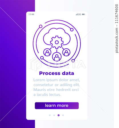 process user data in cloud mobile banner with icon 111674608