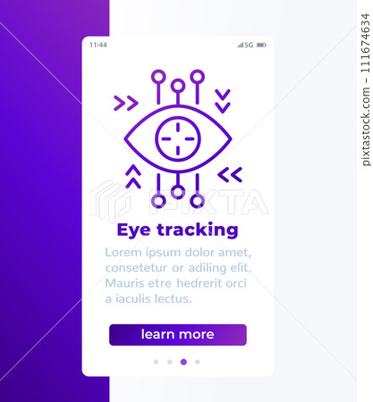 eye tracking mobile banner with line icon eye tracking mobile banner with line icon 111674634
