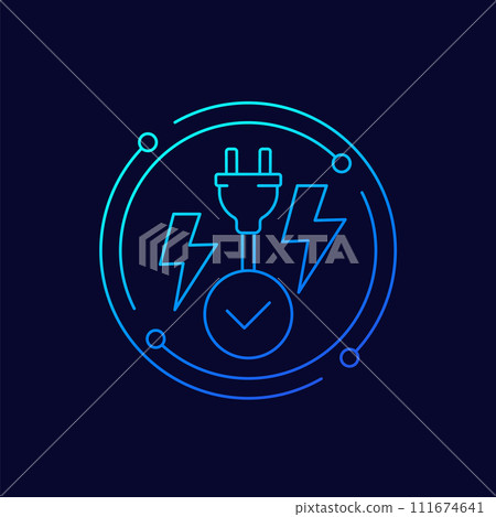 electric plug, electricity icon, linear design 111674641