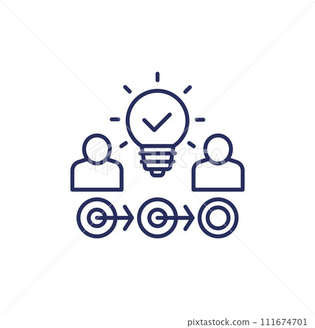 exchange of ideas and thought process line icon exchange of ideas and thought process line icon 111674701