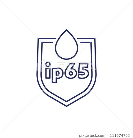 ip65 standard, waterproof line icon with a shield 111674703